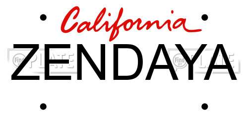 ZENDAYA California License Plate