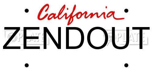 ZENDOUT California License Plate