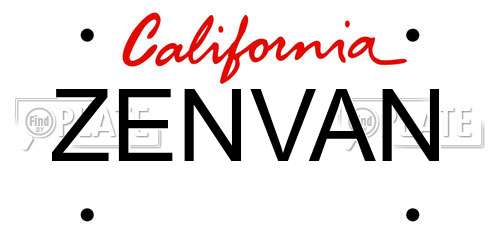 ZENVAN California License Plate