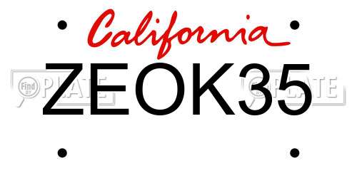 ZEOK35 California License Plate