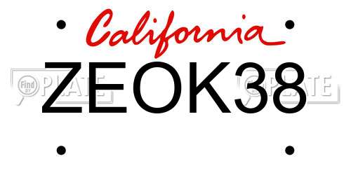 ZEOK38 California License Plate