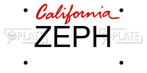 ZEPH California License Plate