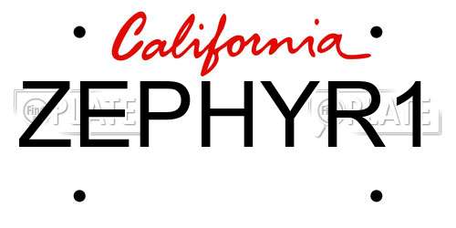 ZEPHYR1 California License Plate
