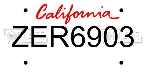 ZER6903 California License Plate