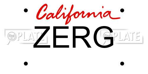 ZERG California License Plate