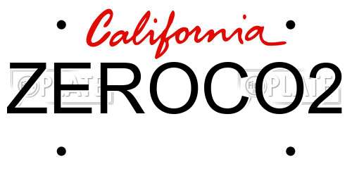 ZEROCO2 California License Plate