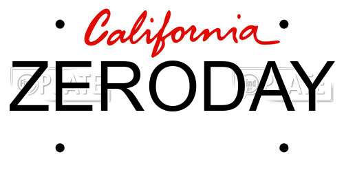 ZERODAY California License Plate