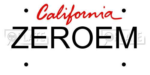 ZEROEM California License Plate
