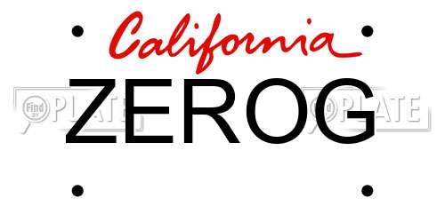 ZEROG California License Plate