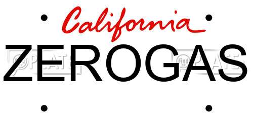 ZEROGAS California License Plate
