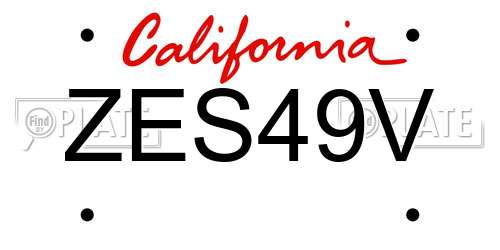 ZES49V California License Plate