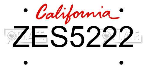 ZES5222 California License Plate