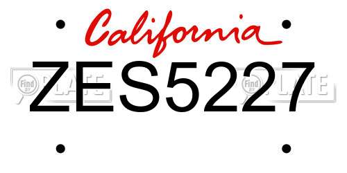 ZES5227 California License Plate