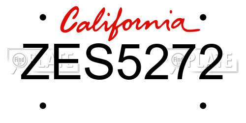 ZES5272 California License Plate