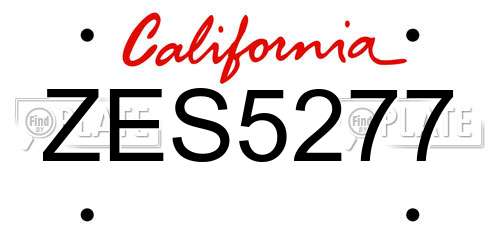 ZES5277 California License Plate