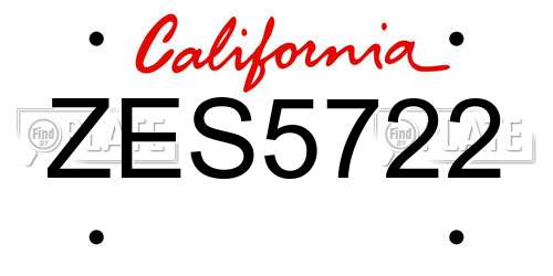 ZES5722 California License Plate