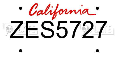 ZES5727 California License Plate