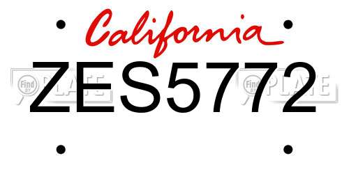 ZES5772 California License Plate