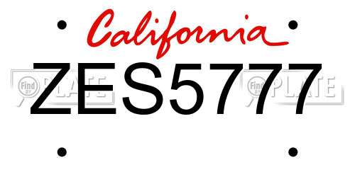 ZES5777 California License Plate