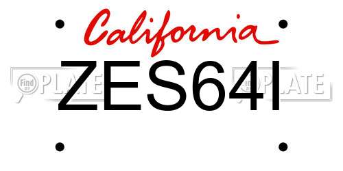 ZES64I California License Plate