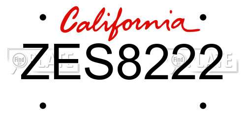 ZES8222 California License Plate