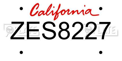 ZES8227 California License Plate