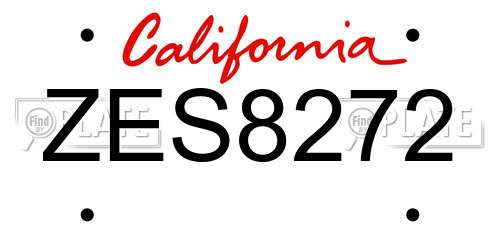 ZES8272 California License Plate