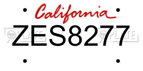 ZES8277 California License Plate