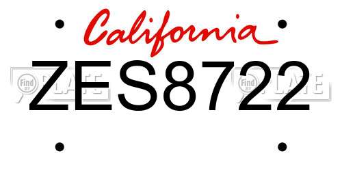 ZES8722 California License Plate