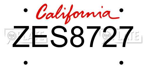 ZES8727 California License Plate