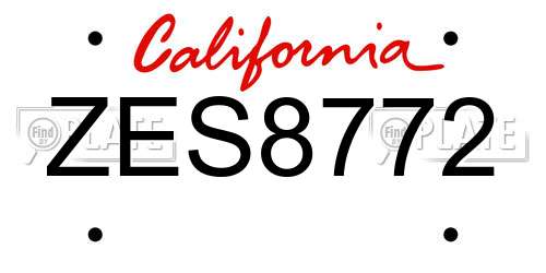 ZES8772 California License Plate