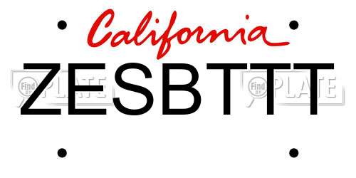 ZESBTTT California License Plate