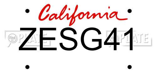 ZESG41 California License Plate
