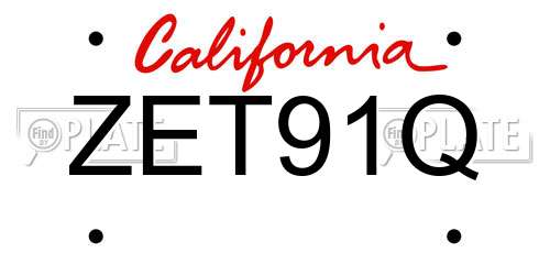 ZET91Q California License Plate
