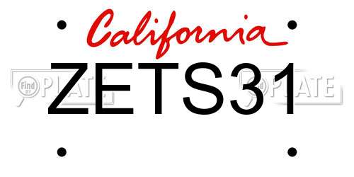 ZETS31 California License Plate