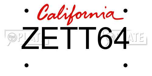 ZETT64 California License Plate