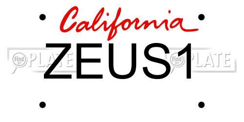 ZEUS1 California License Plate