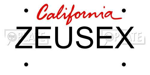 ZEUSEX California License Plate