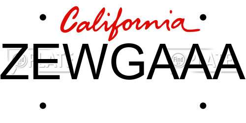 ZEWGAAA California License Plate