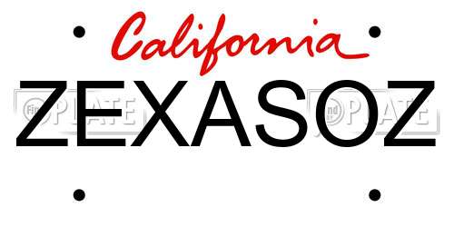 ZEXASOZ California License Plate