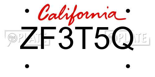 ZF3T5Q California License Plate