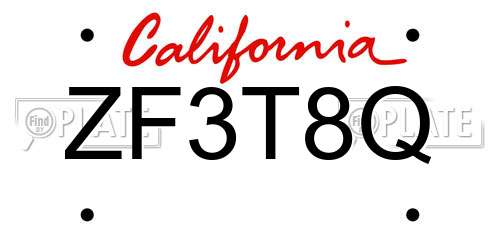 ZF3T8Q California License Plate