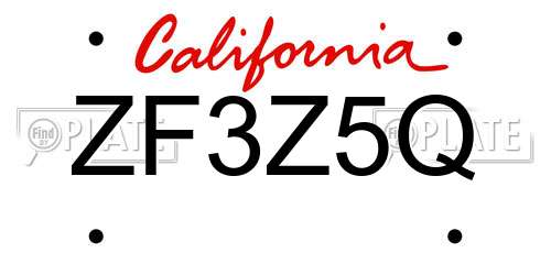 ZF3Z5Q California License Plate