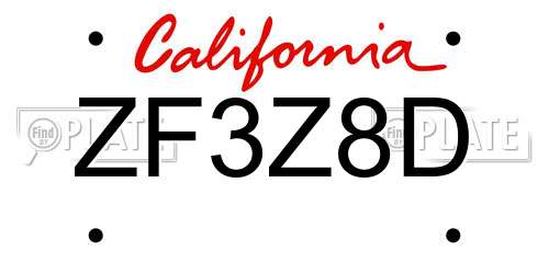 ZF3Z8D California License Plate