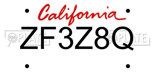 ZF3Z8Q California License Plate