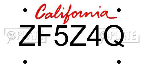 ZF5Z4Q California License Plate