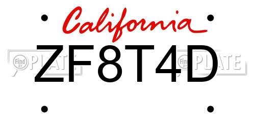 ZF8T4D California License Plate