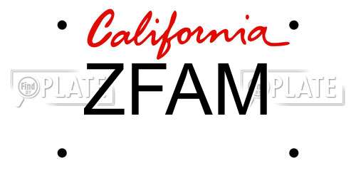 ZFAM California License Plate