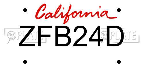 ZFB24D California License Plate
