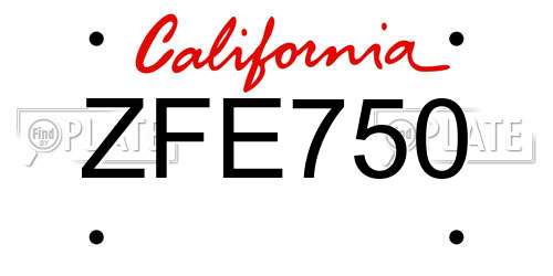 ZFE750 California License Plate